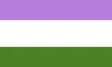 Un drapeau composé de bandes horizontales, de haut en bas : violet, blanc et vert.
