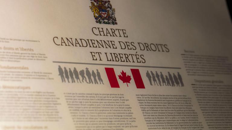 La Charte canadienne des droits et libertés en gros plan Visibilité masquée.