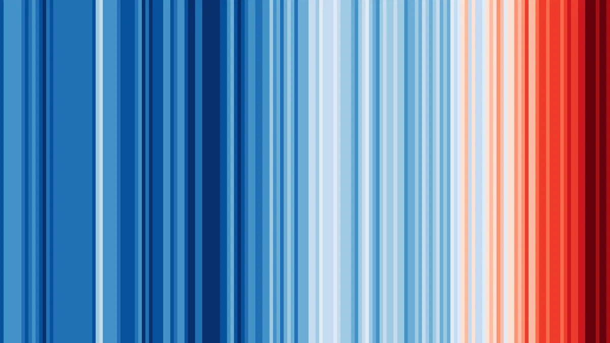 Des rayures verticales disposées avec des nuances de bleu à gauche et des nuances de rouge à droite.