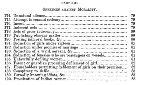Une table des matières énumère les crimes avec des numéros correspondant à des parties particulières du Code criminel et des numéros de page pour les définitions. Le texte complet suit l'image.