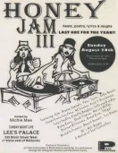 Affiche de la troisième édition de Honey Jam, qui présente une illustration de deux femmes DJ à l’allure féroce.