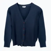 Un gilet bleu ordinaire à boutons.