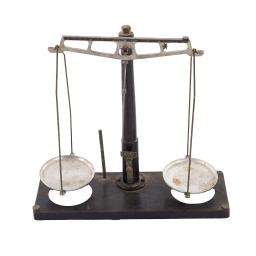 An old-fashioned pan balance scale.