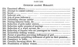 Une table des matières énumère les crimes avec des numéros correspondant à des parties particulières du Code criminel et des numéros de page pour les définitions. Le texte complet suit l'image.