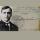 A black and white image of a man, Aristides de Sousa Mendes, superimposed over an old passport.