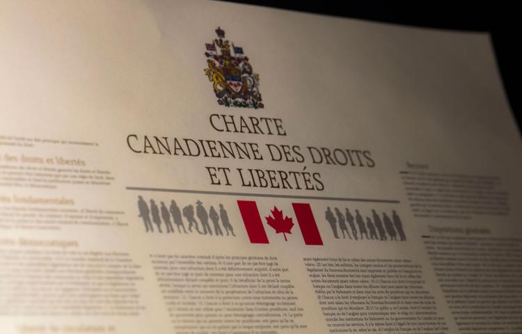 La Charte canadienne des droits et libertés en gros plan Visibilité masquée.