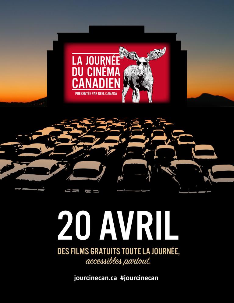 Un drive à travers le cinéma avec des voitures et un coucher de soleil derrière l'écran Visibilité masquée.